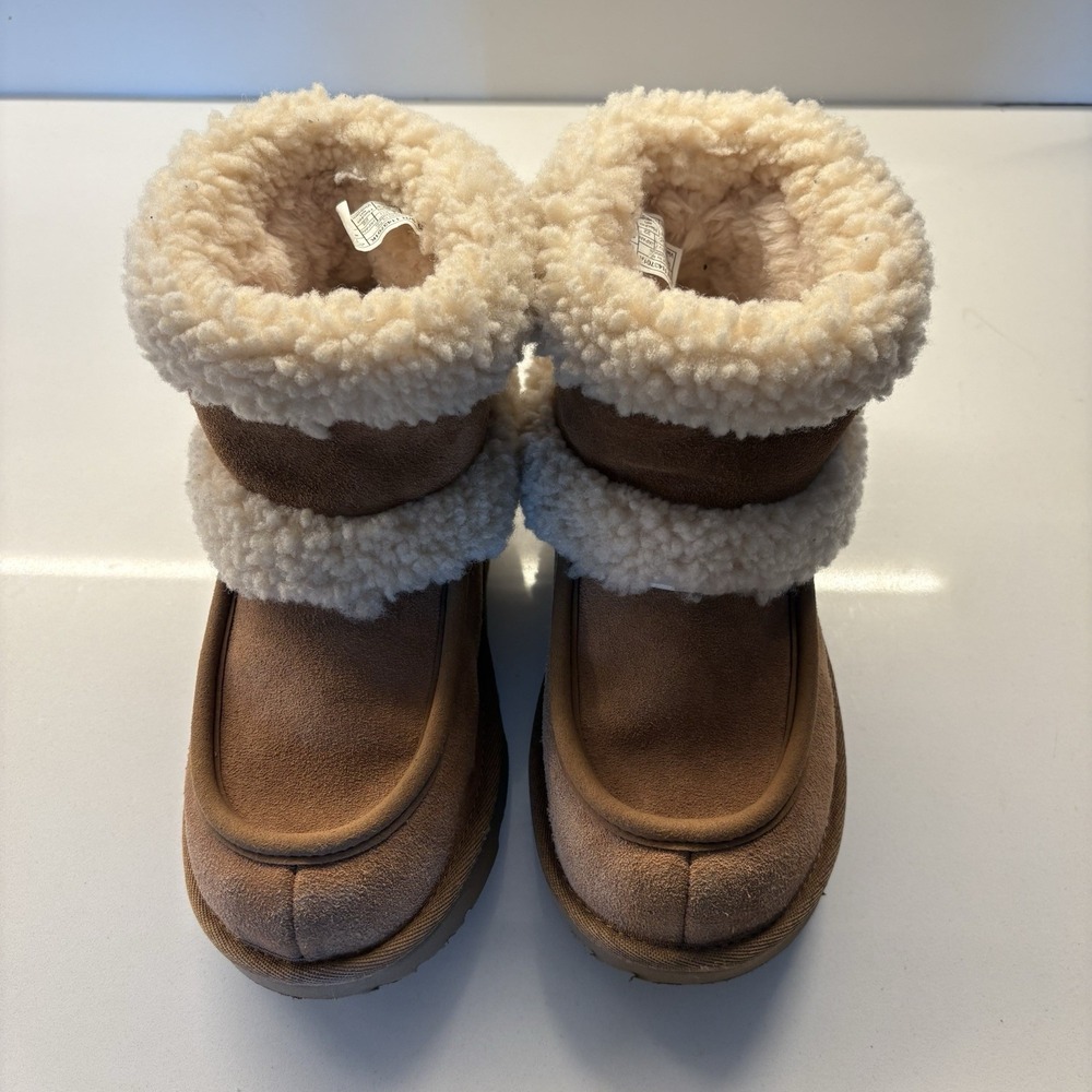 UGG Kids Chestnut Ultra Mini Fluff Sheepskin Boots #1143701K -Size 3 EUC - Picture 6 of 8